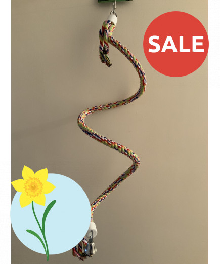 Parrot-Supplies Boing Cotton Spiral Bouncing Perch With Bell Toy